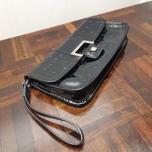 Liz Claiborne Clover Pattern Patent Leather Embossed Wristlet